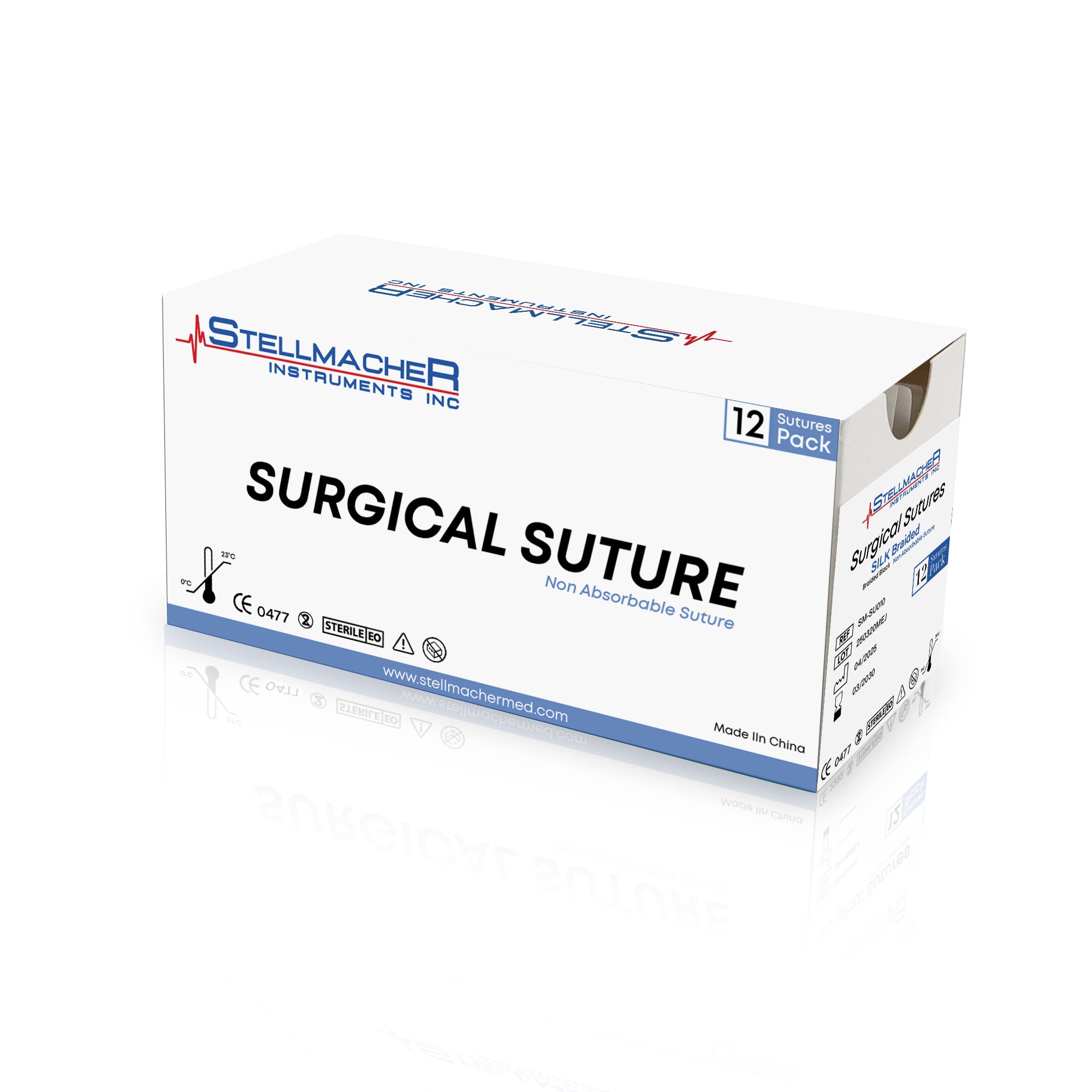 Silk Braided Suture 4/0 with Reverse Cutting Needle – 12 Pcs Surgical