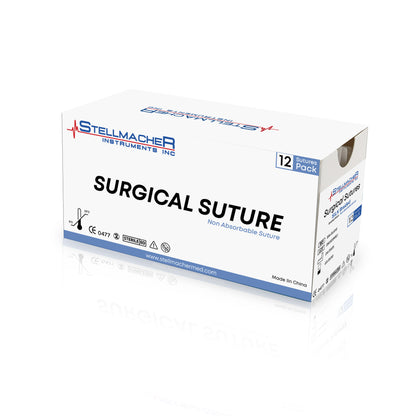 Silk Braided Suture 4/0 with Reverse Cutting Needle – 12 Pcs Surgical Training Sutures