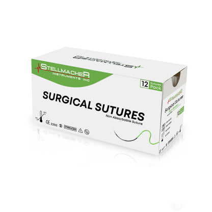 Silk Braided Suture 2/0 with Reverse Cutting Needle – 12 Pcs Surgical Training Sutures