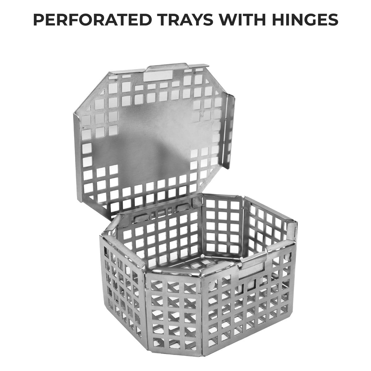 Perforated Sterilization Tray with Hinged Lid & Sliding Lock