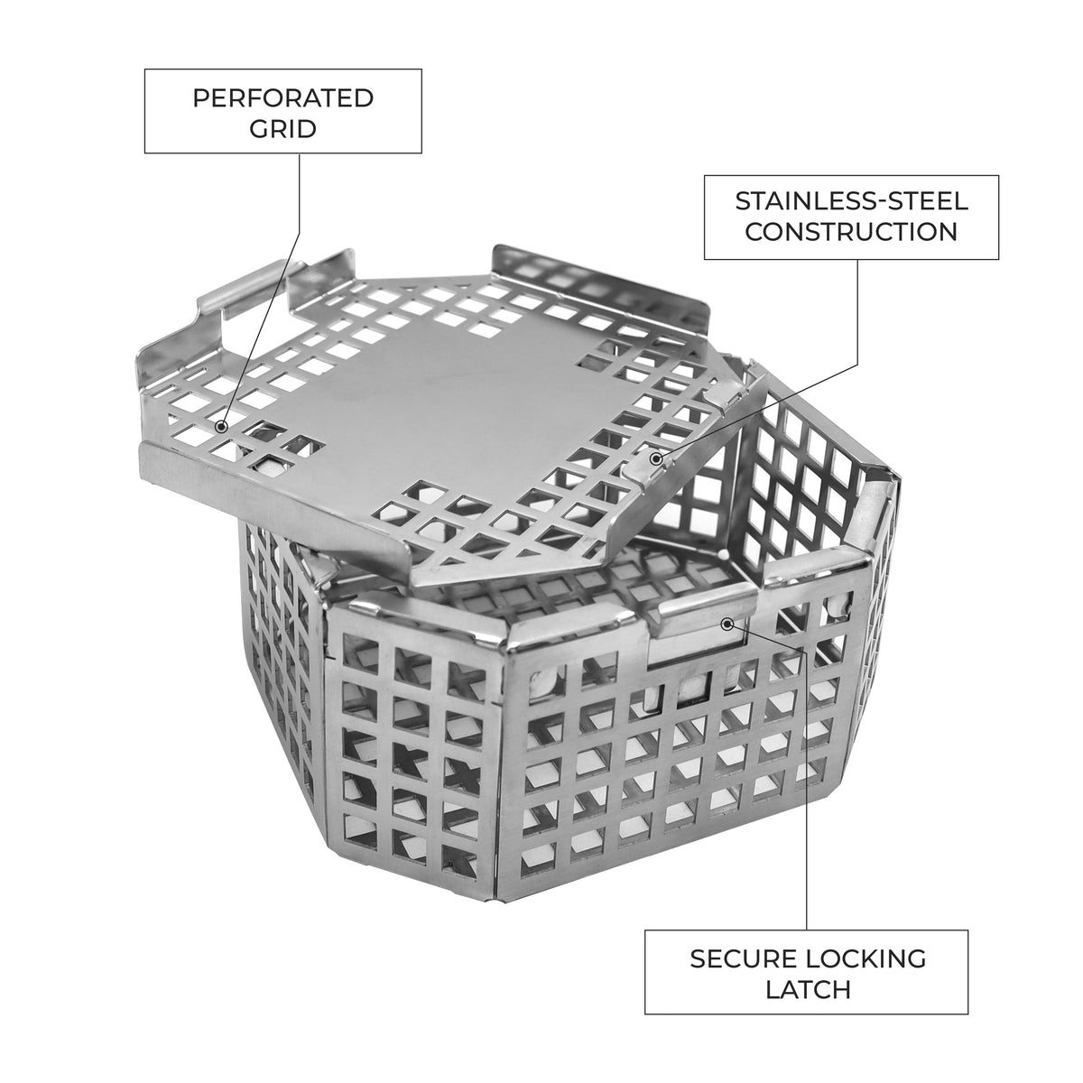 Perforated Sterilization Tray with Hinged Lid & Sliding Lock