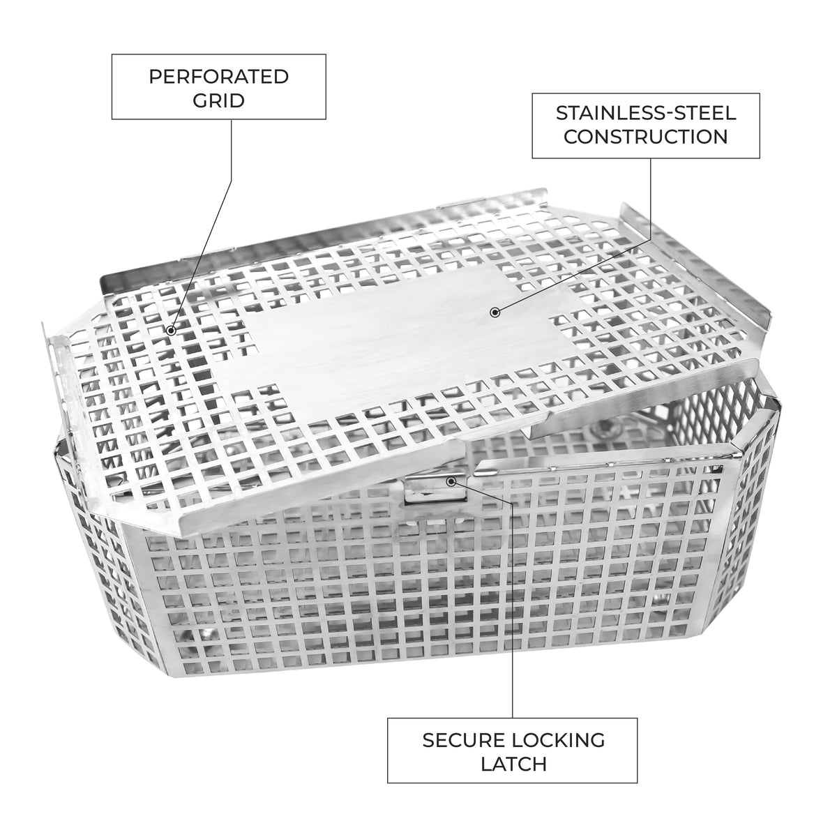 Perforated Sterilization Tray with Hinged Lid & Sliding Lock