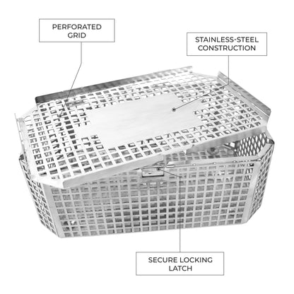 Perforated Stainless Steel Sterilization Tray with Hinged Lid & Sliding Lock