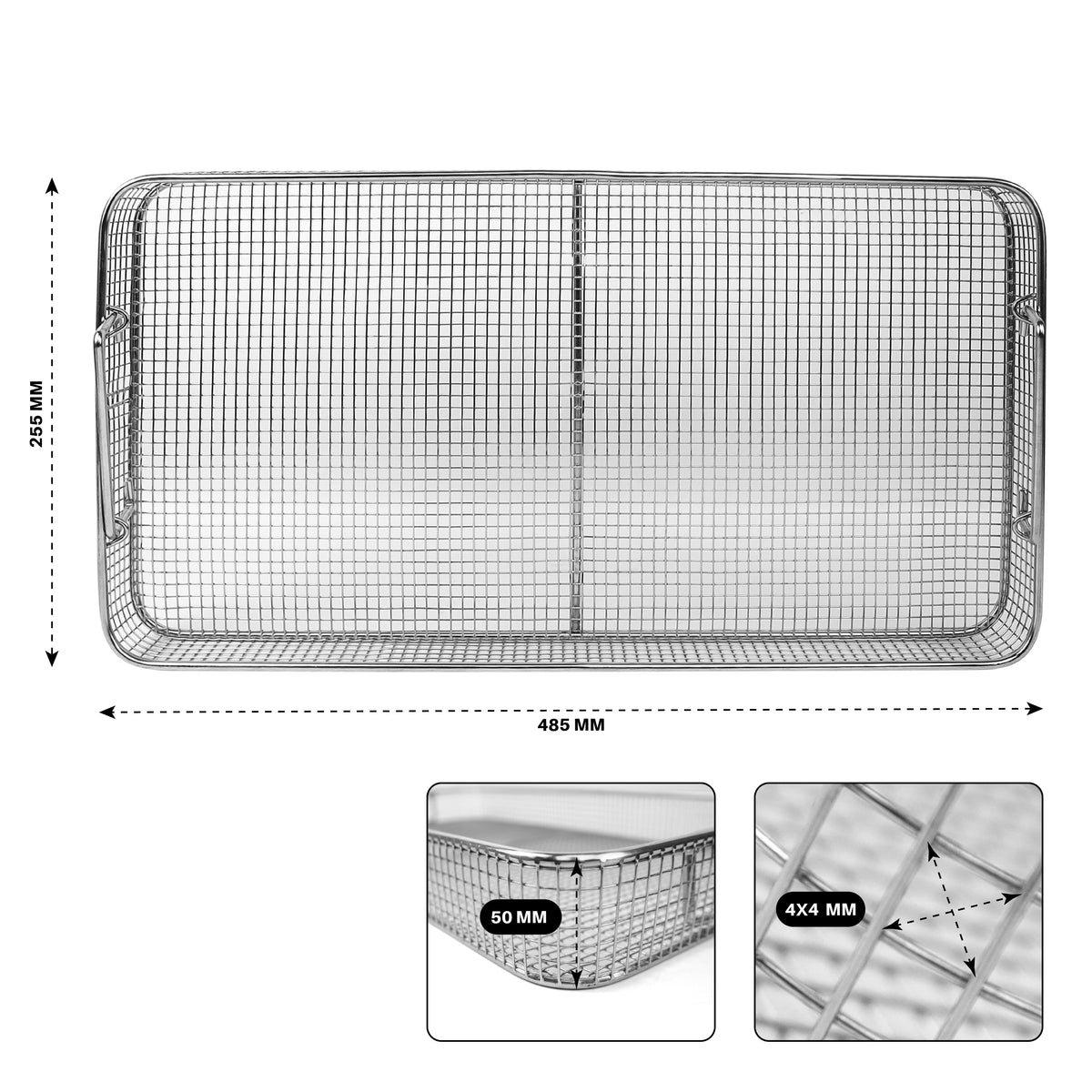 Surgical Wire Mesh Sterilization Basket – Crimp & Plain Weave