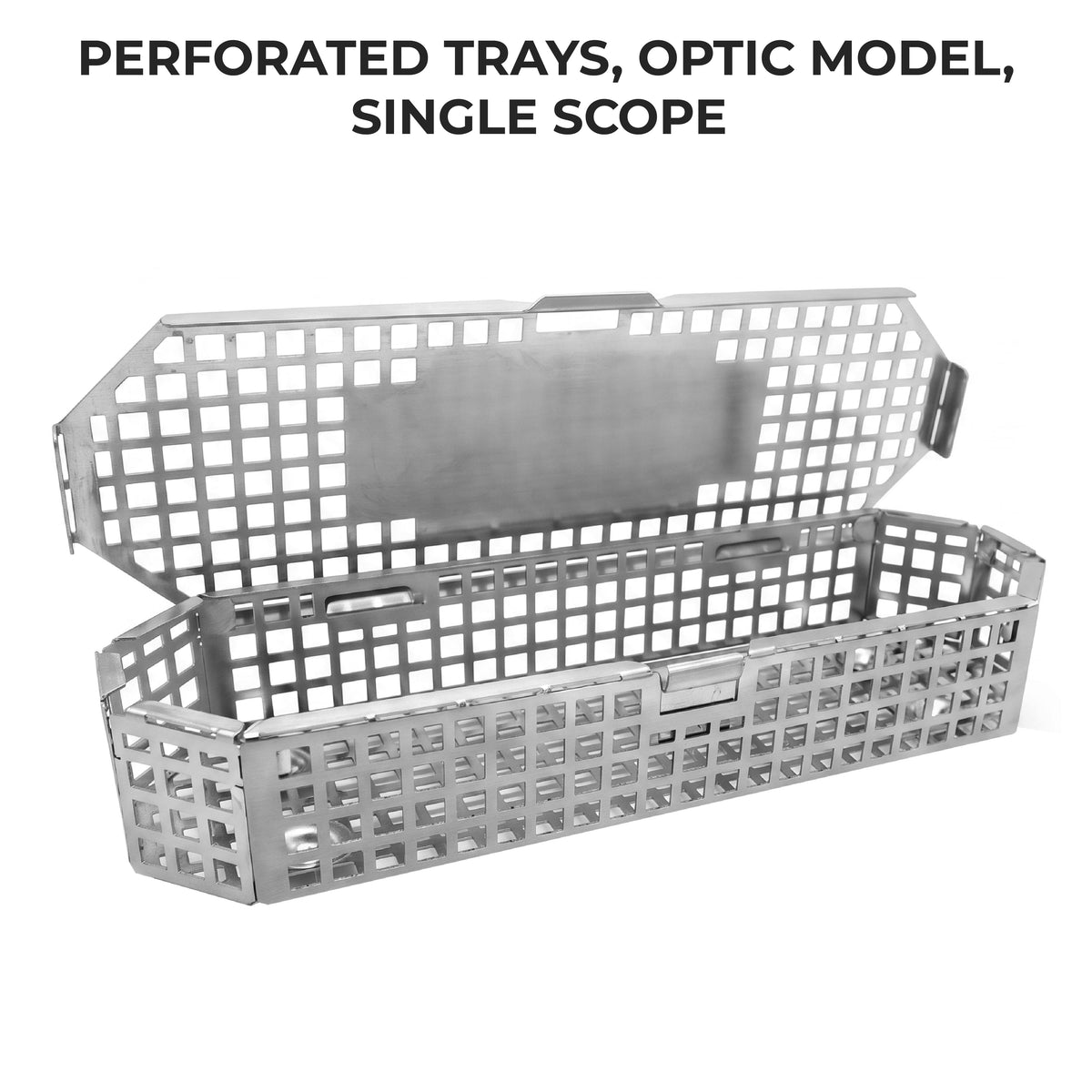 Perforated Optic Sterilization Tray with Lid – Stainless Steel Scope Basket
