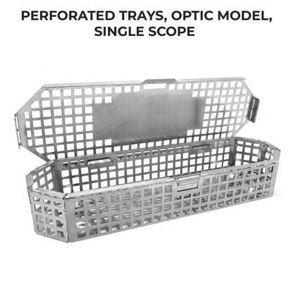 Perforated Optic Sterilization Tray with Lid – Stainless Steel Scope Basket