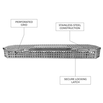 Perforated Optic Sterilization Tray with Lid – Stainless Steel Scope Basket