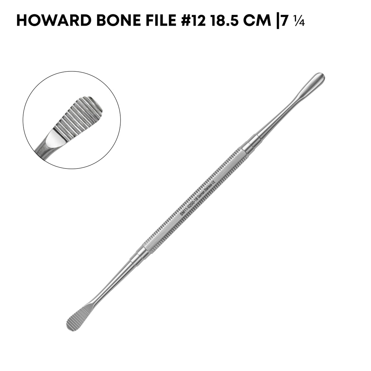 Howard Bone File #12 – Double Ended Plain Serrated, 18.5cm