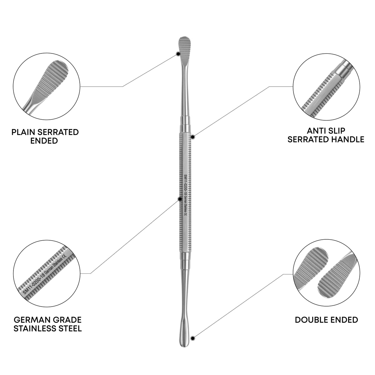 Howard Bone File #12 – Double Ended Plain Serrated, 18.5cm