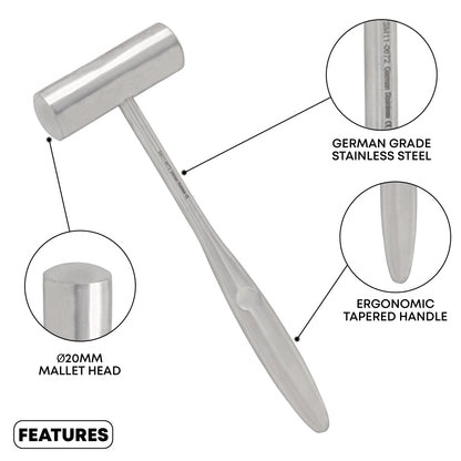 Williger Mallet 16.4cm (6½”) 20mm Ø 140g – Lead Filled Precision Surgical Mallet