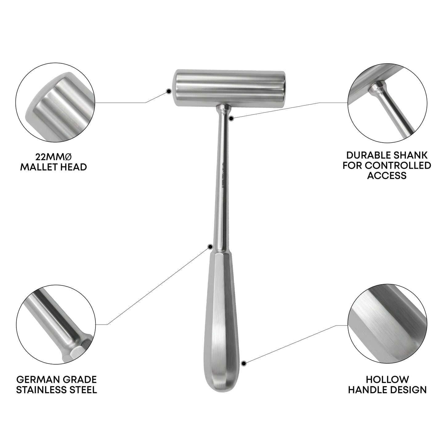 Partsch Mallet – 19cm / 7½" – Hollow Handle, 22mm Head, 200g