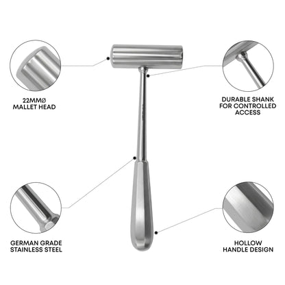 Partsch Mallet – 19cm / 7½" – Hollow Handle, 22mm Head, 200g