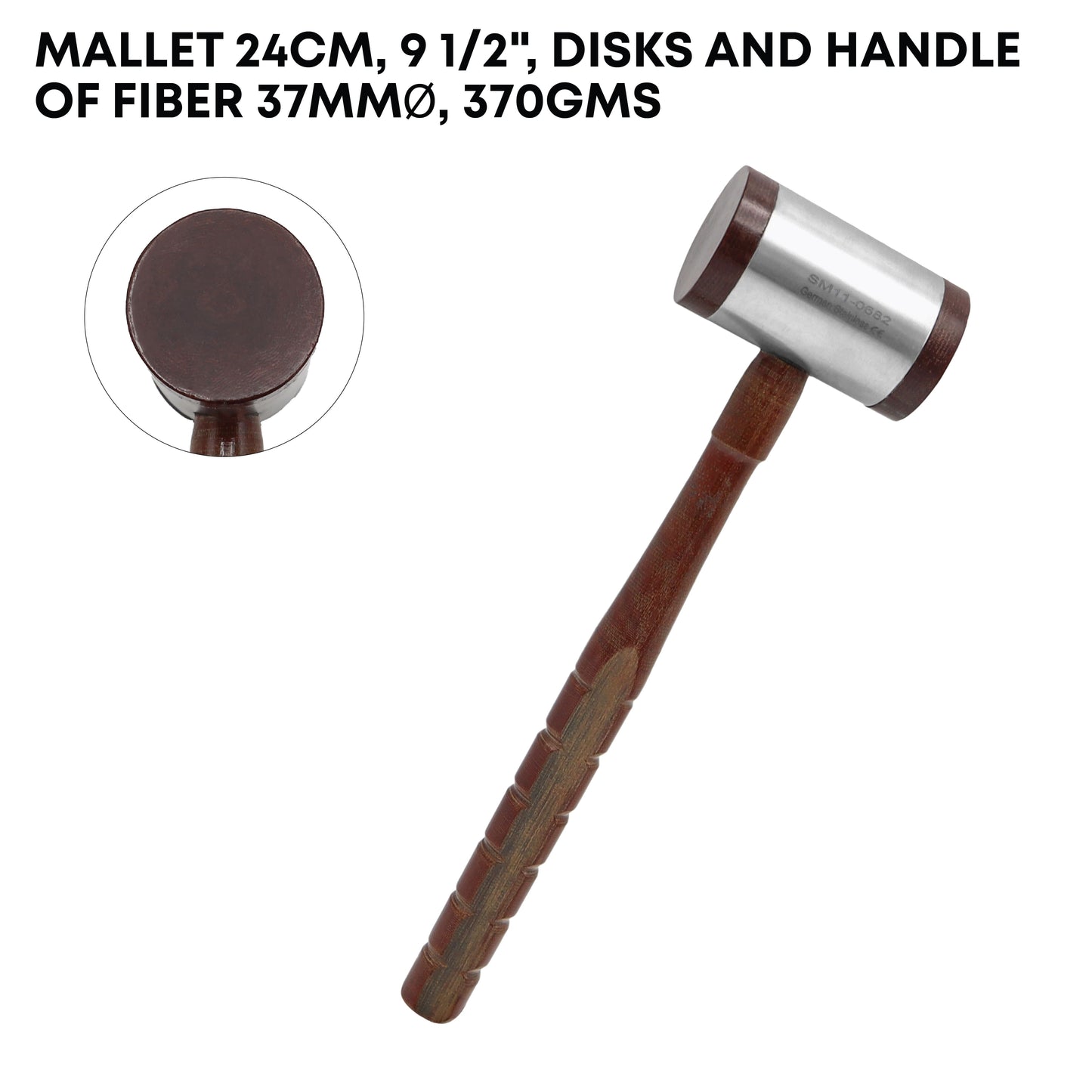 Surgical Mallet 24cm 9½” Fiber Disks & Handle 37mm Ø 370g