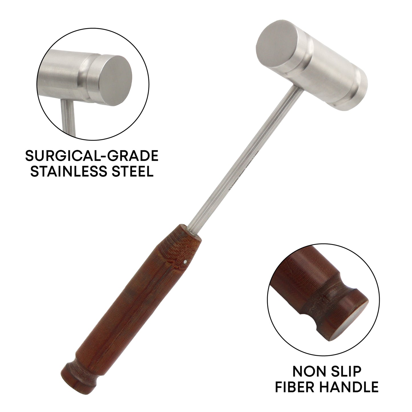 Surgical Mallet 26.5cm (10½”) 30mm Ø 450g – Heavy Duty German Grade Stainless Steel Orthopedic Mallet