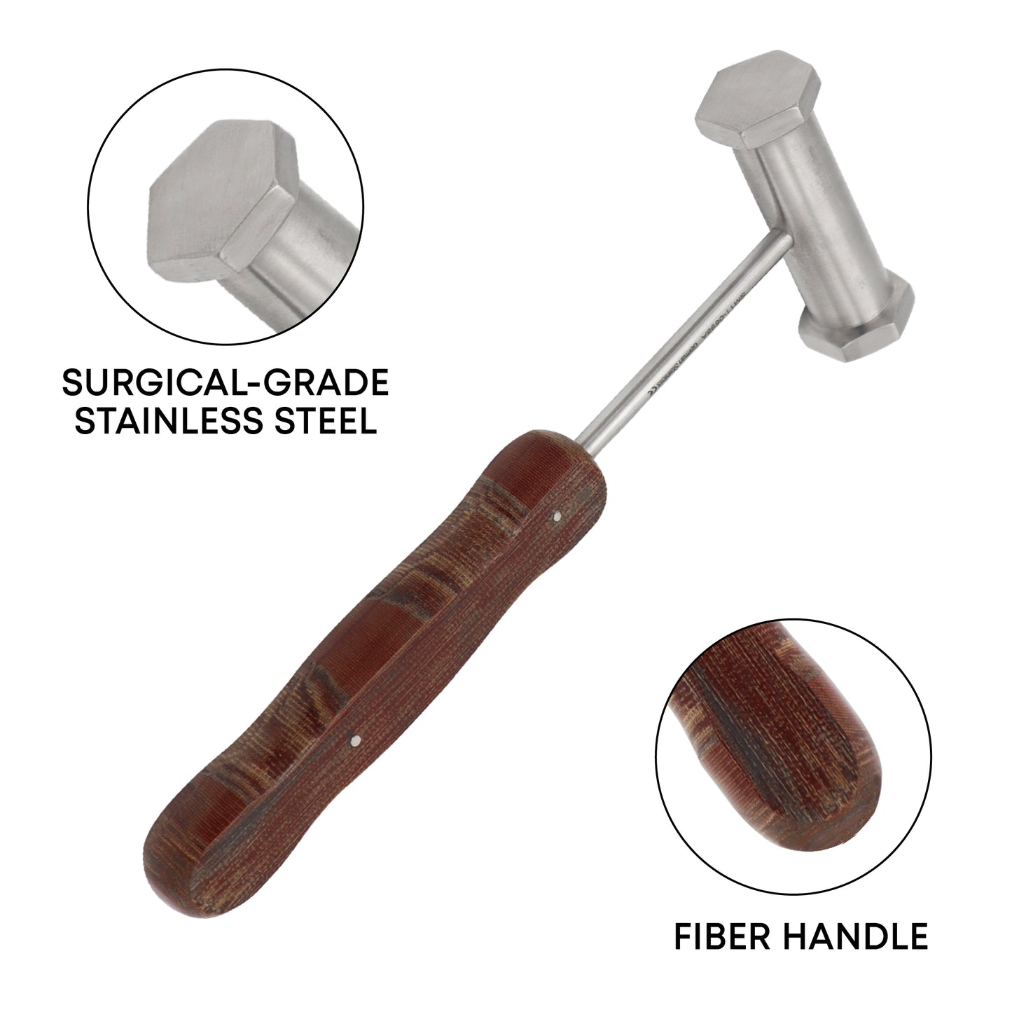 Fiber Handle Surgical Mallet 23cm (9”) 30mm Ø 12oz (340g) – Heavy Duty Orthopedic Mallet