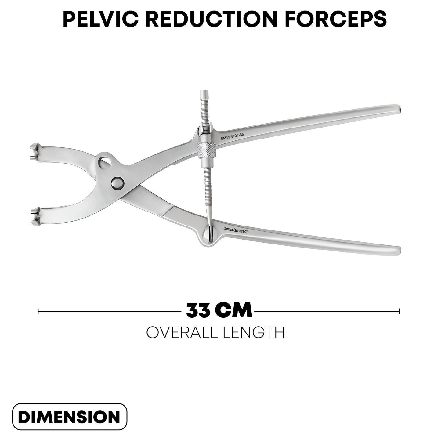 Pelvic Reduction Forceps with Adjustable Jaws for Screws – 33cm