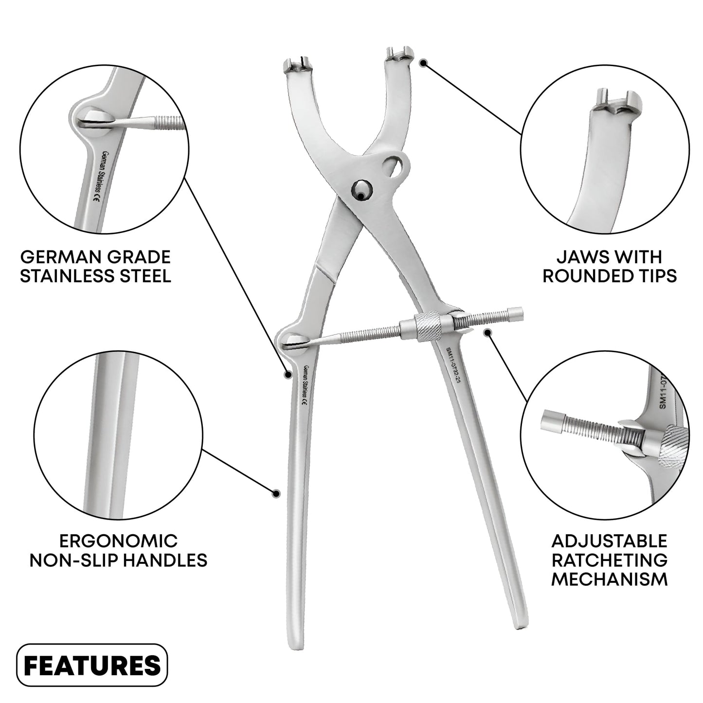 Pelvic Reduction Forceps with Adjustable Jaws for Screws – 33cm