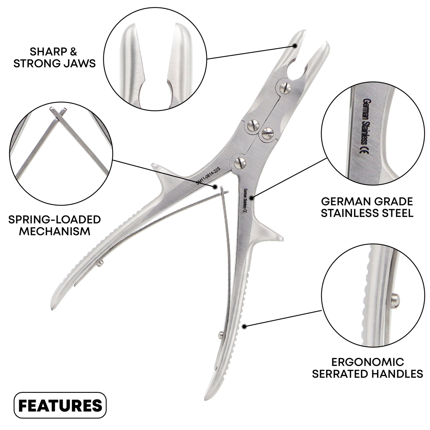 Stille Luer Bone Rongeur 22.5cm Straight – German Grade Stainless Steel Orthopedic Instruments