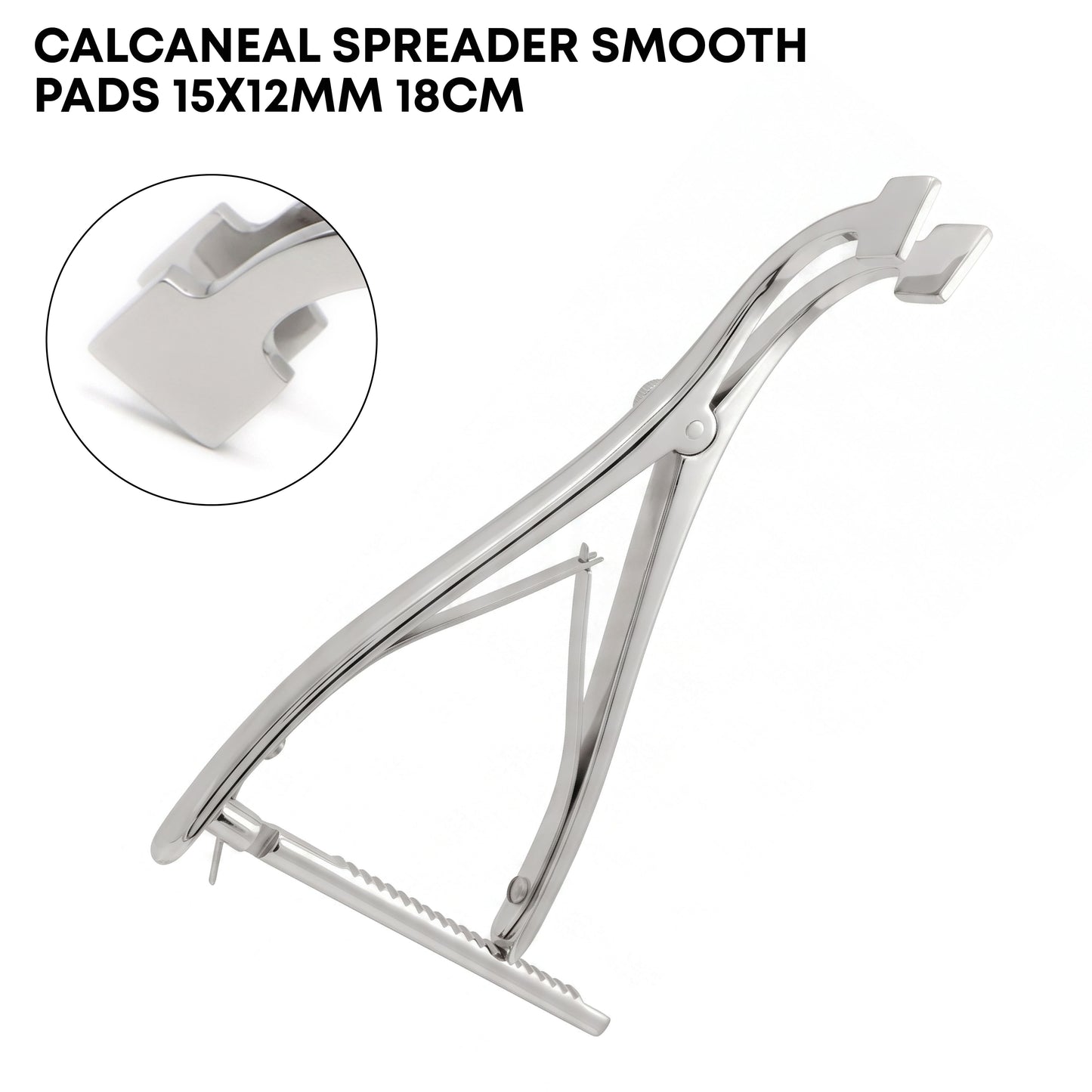 Calcaneal Spreader with Smooth Pads – 15×12mm, 18cm / 7"