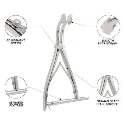 Calcaneal Spreader with Smooth Pads – 15×12mm, 18cm / 7"