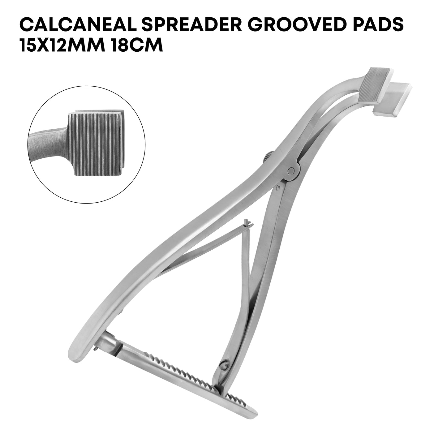 Calcaneal Spreader 18cm with Grooved Pads 15x12mm