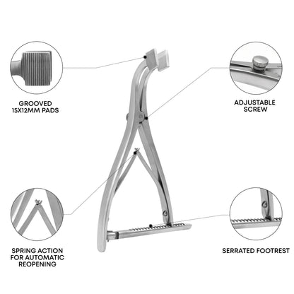 Calcaneal Spreader 18cm with Grooved Pads 15x12mm