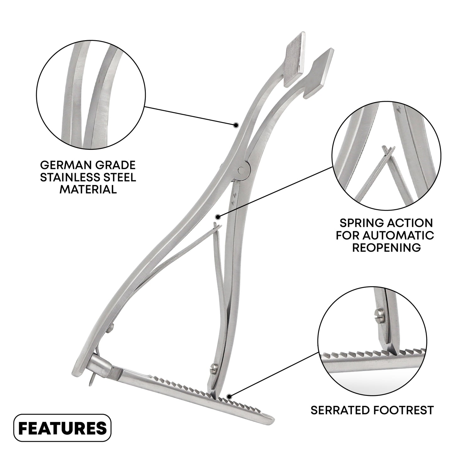 Lambardi Femoral Tibial Spreader, Small, Grooved Pads 22 × 13 mm, 18 cm
