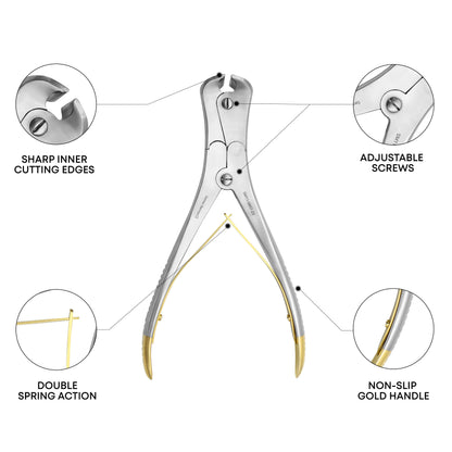 Wire Cutting Plier Gold Handle 23cm – Double Spring Orthopedic Surgical Cutter