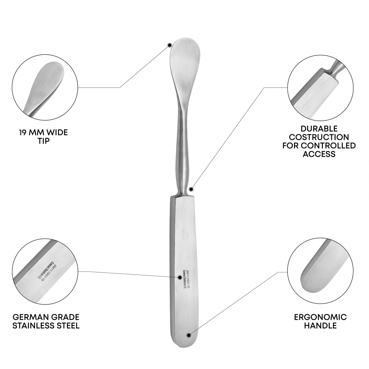 Hoen Periosteal Elevator – 19mm Wide Tip, 19cm / 7½" Stainless Steel