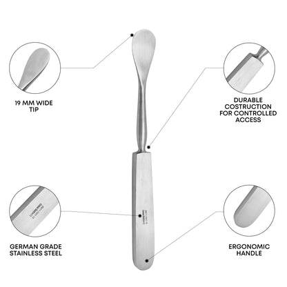 Hoen Periosteal Elevator – 19mm Wide Tip, 19cm / 7½" Stainless Steel
