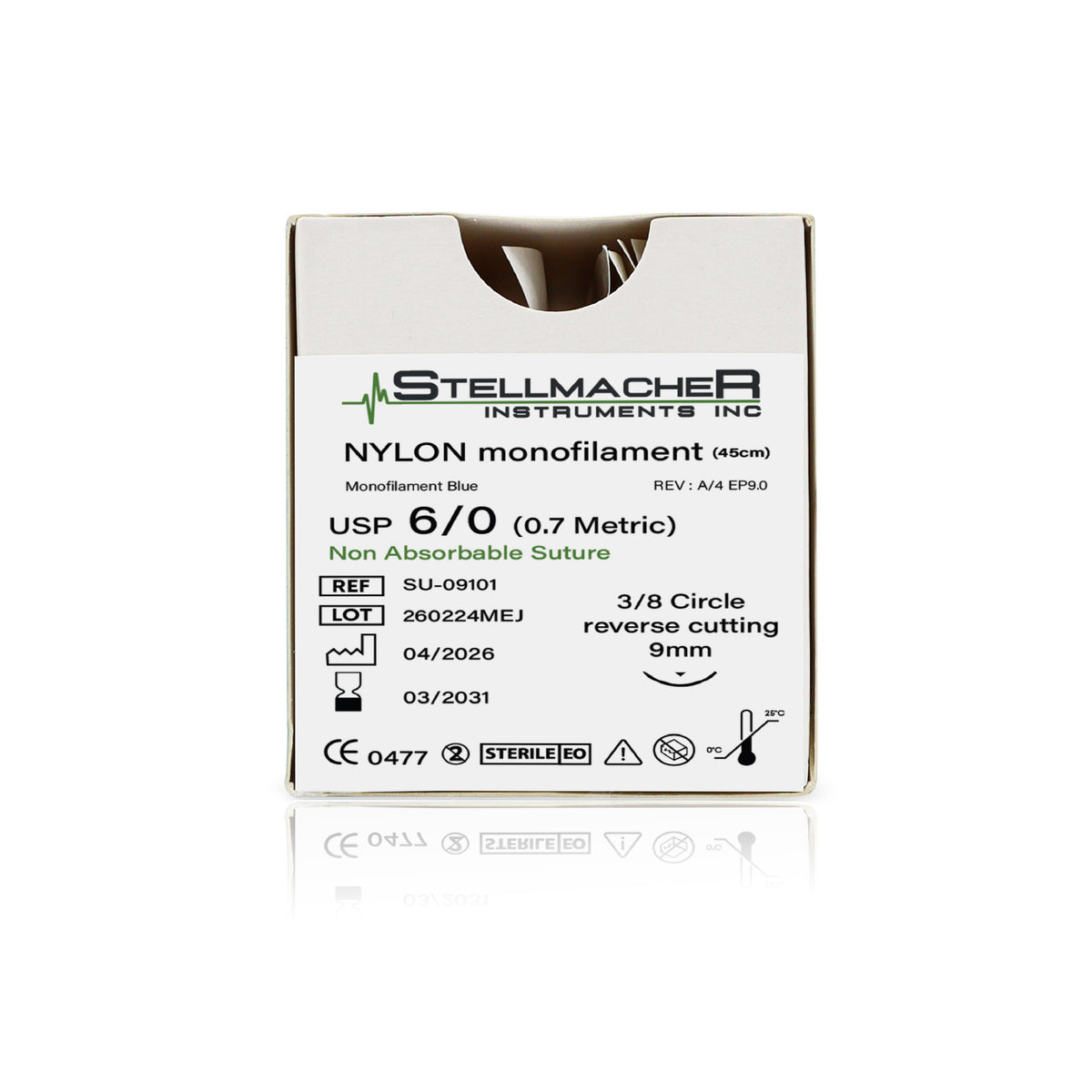 Nylon Monofilament Ophthalmic Sutures USP 6/0 – 12 Pcs with Needle