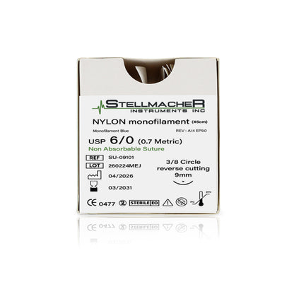 Nylon Monofilament Ophthalmic Sutures USP 6/0 – 12 Pcs with Needle