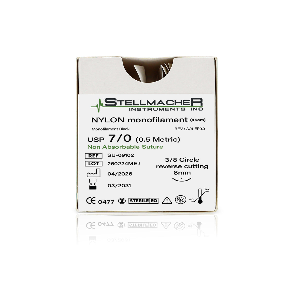 Nylon Monofilament Ophthalmic Sutures USP 7/0 – 12 Pcs with Needle