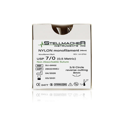 Nylon Monofilament Ophthalmic Sutures USP 7/0 – 12 Pcs with Needle