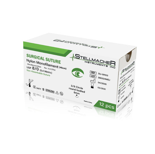 Nylon Monofilament Ophthalmic Sutures USP 8/0 – 12 Pcs with Needle