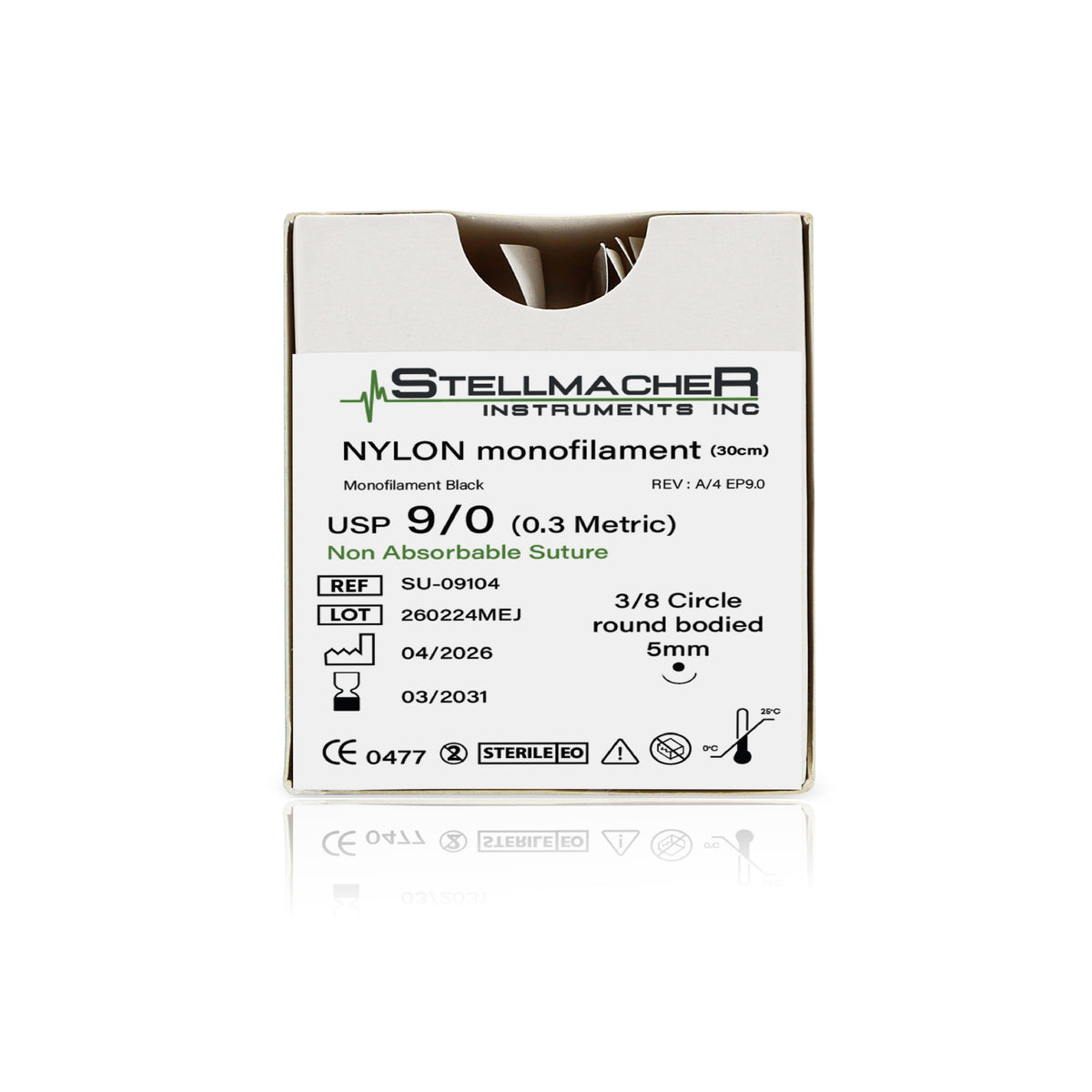 Nylon Monofilament Ophthalmic Sutures USP 9/0 – 12 Pcs with Needle