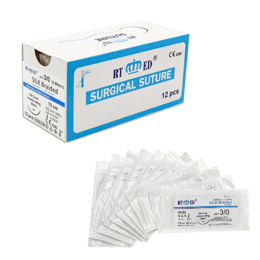 Silk Braided Suture Thread Kit 3/0 - Pack of 12 - Stellmacher Instruments inc.