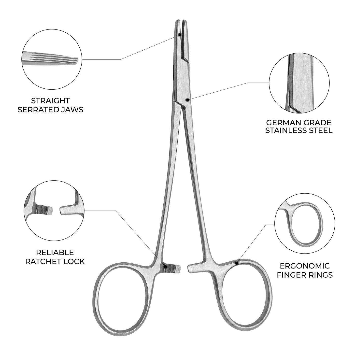 Pean Hemostatic Forceps Straight 14cm / 5½" – Reusable Artery Clamp